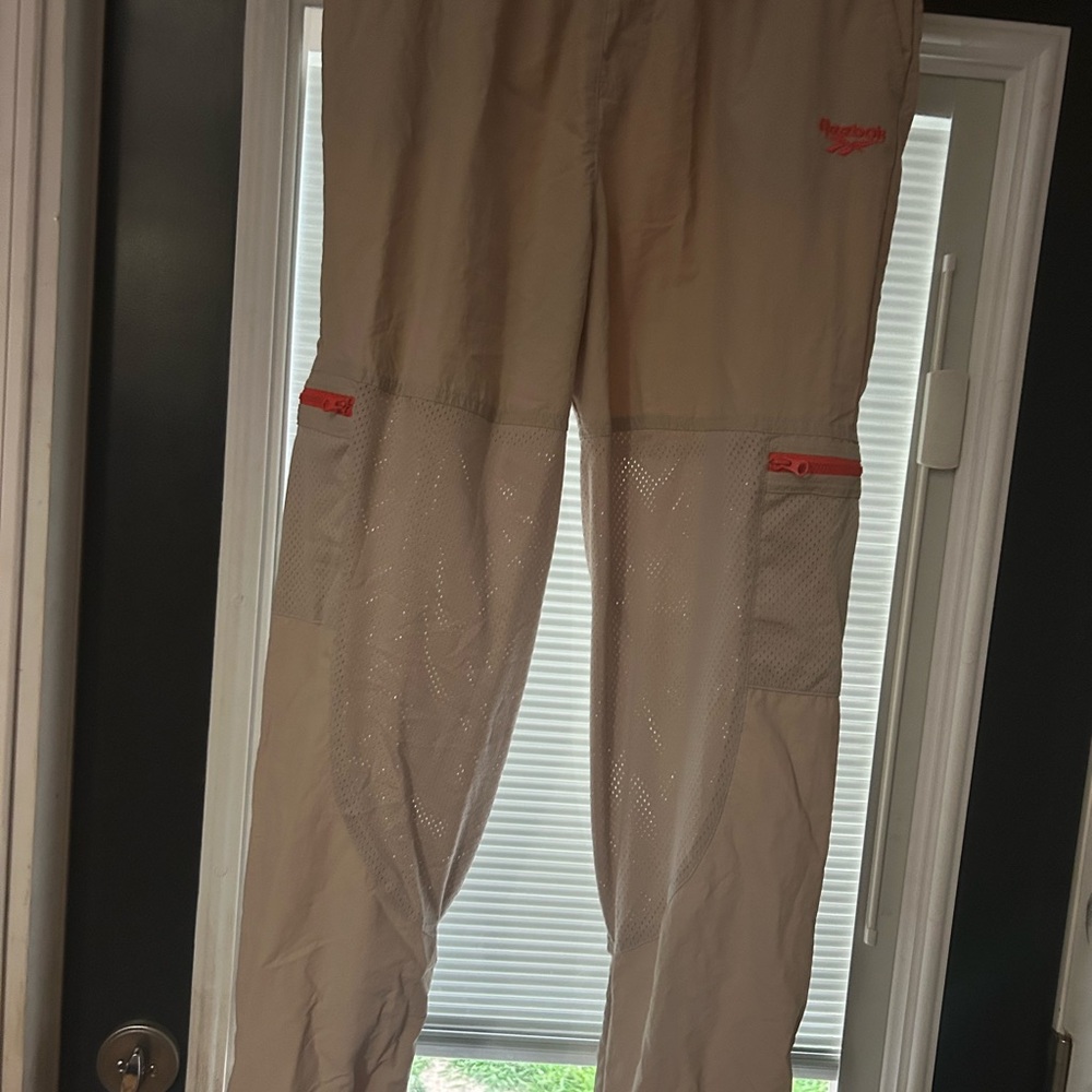 Reebok Tan Cargo Pants with Red Highlights